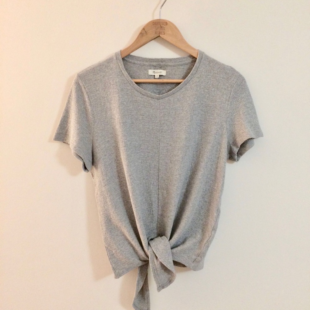Madewell Tie-front tee - grey, size M